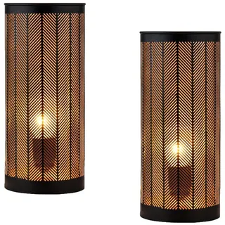 Marrakesch Orient & Mediterran Interior Nachttischlampe 2er Set Skandinavische Nachttischlampe Aigna Schwarz aus Metall, 30 cm, Handarbeit schwarz
