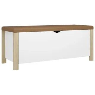 furnicato Truhe Sitzbank mit Stauraum und Kissen Weiß Sonoma-Eiche 105x40x45cm beige|braun