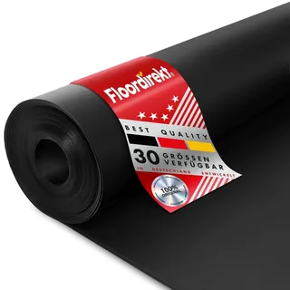 Floordirekt SBR Gummimatte 120 x 200 cm, 2 mm - Meterware - Schwarz & Glatt - Bautenschutzmatte Antirutschmatte Gummi Boden Matte - Bodenbelag Gummiplatte Gummistreifen