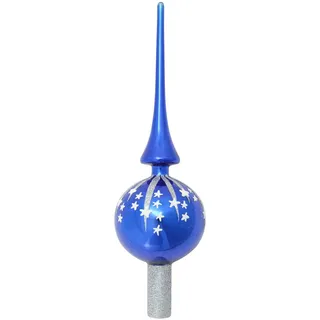 Krebs Glas Lauscha Baumspitze Blau 27cm