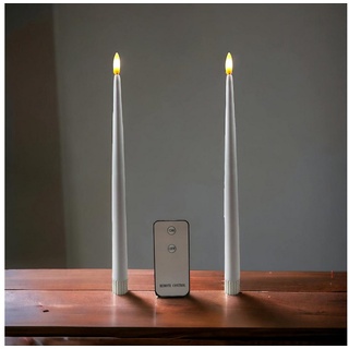 Coen Bakker Deco BV LED-Kerze (Set, 3-tlg), Stabkerzen 2 Stück weiß Fernbedienung 29,5cm 3D-Flamme weiß