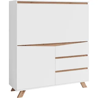 Mid.you Sekretär, Weiß, Sonoma Eiche, Holzwerkstoff, furniert, 3 Schublade(n) Schubladen, eckig, 120x127x38 cm, FSC Mix, Kabeldurchlass, klappbar, Stauraum, Arbeitszimmer, Schreibtische, Sekretäre
