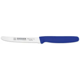 GIESSER Tomatenmesser Allzweckmesser Brötchenmesser 8365 wsp 11, Spülmaschinenfest, langlebig, 3 mm Wellenschliff extrem scharf blau