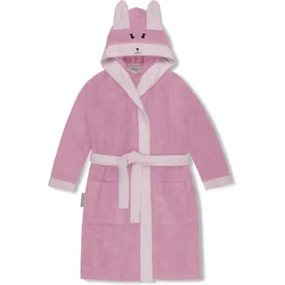 normani Kinder-Bademantel aus 100% Bio-Baumwolle mit Kapuze | Frottee Kapuzenbademantel mit oder ohne Tierbestickung Farbe Rosa/Alpaka Größe 146/152 - 146-152
