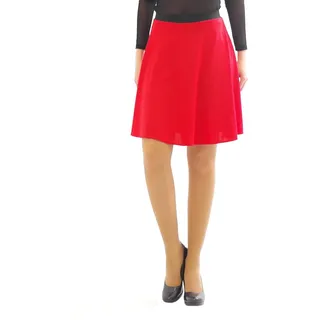 Swing Rock Midi Falten-Rock Gummibund hohe Taille Midirock Skirt Maxi rot L-XL - L-XL