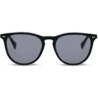 Kapten & Son Sonnenbrille Rome All Black | Sonnenbrille Damen Schwarz mit Sonnen- und UV-Schutz | Für schmale bis mittlere Kopfgrößen | Stylische, runde Gläserform | Goldene Akzente