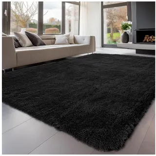 luxuskollektion Hochflor Teppich 200 x 300 cm Grau/Schwarz