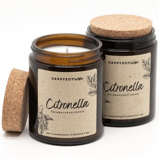 Citronella Kerze aus Sojawachs - 120 Std. Brenndauer, 2 Stk Duftkerzen-Set für Camping, Garten-Kerze, Outdoor/Indoor, im Freien - natürliches Citronellaöl, Zitronella, Lemongrass