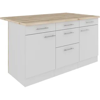 OPTIFIT Kücheninsel Optifit, Breite 150 cm, 2 Türen, 3 Schubkästen, 2 Auszüge weiß