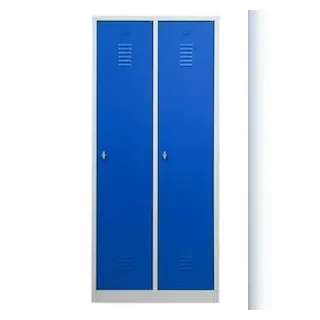 PROREGAL Garderobenspind Camel | 2-Fach mit Pro-Aufteilung| HxBxT 180x80x50 cm | Vorhängeschloss | Grau-Blau