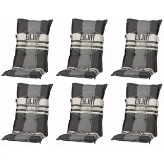 Madison Hochlehnerauflage 6 er Set F 331 Gartenstuhl Auflagen Kissen Polster für Hochlehner, (Spar-Set, 6 St., 6 Auflagen), für Hochlehner-Stühle UV-beständig inkl. Bindebänder und Halteband grau