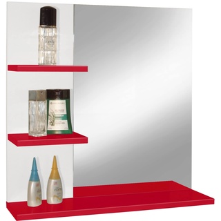 Berlioz Créations Mm rote Badezimmersäule, 60 x 60 x 16 cm, 3 Ablagen und 1 Spiegel, 100 Prozent französische Herstellung