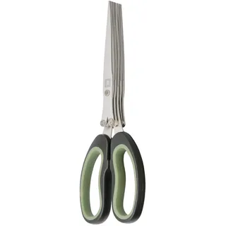 Richardson Sheffield Kräuterschere, Schnittlauchschere mit Reinigungskamm, 5 Edelstahlklingen Rostfrei, 213 mm Länge, Satinierte Küchenschere Kräuter, Spülmaschinenfest - Schwarz/Grün