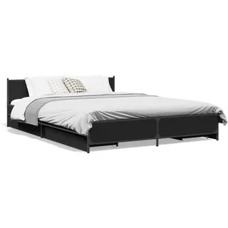 vidaXL Bettgestell mit Schubladen Schwarz 120x200 cm Holzwerkstoff