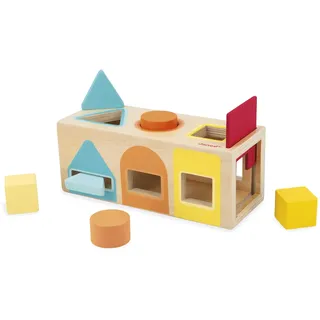 Janod – Holz-Steckspielzeug für Babys und Kinder – 6 Bunte Formen zum Einstecken – Lernspielzeug aus Holz für Kleinkinder – Erlernen von Formen und Farben und Feinmotorik – Ab 12 Monaten