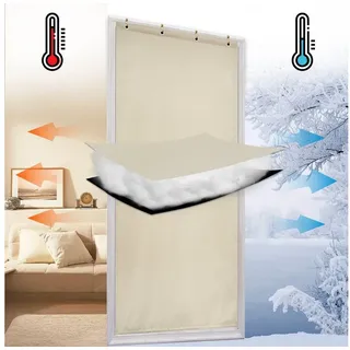 BTTO Vorhang&Gardine Vorhang Thermovorhang,Verdunkelungsvorhang,Blickdicht Gardine,Türvorhang, winddicht,wasserdicht,Wärmeschutz beige 82 cm x 204 cm