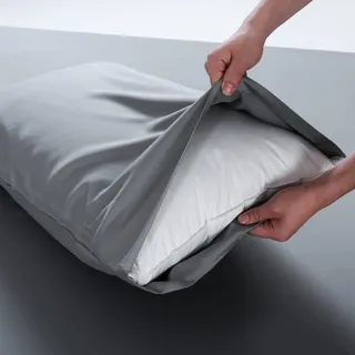Simple&Opulence Kissenbezüge aus Bambus-Viskose, 2er-Pack, Standardgröße, Kissenbezug mit Umschlagverschluss(50x75 cm, Grau)
