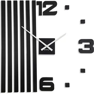 Wanduhren DIY Holz Eiche Lamellen große Wanduhr 100cm 3D Wanduhr Modern Design EKO Wanduhren Wandtattoo Dekoration Uhren für Büro Wohnzimmer Sch... - Schwarz