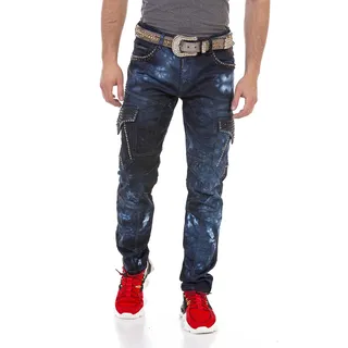 Bequeme Jeans CIPO & BAXX Gr. 33, Länge 32, blau Herren Jeans mit auffälliger Waschung