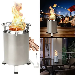 Carlo Milano Raucharme Outdoor-Tisch- & Boden-Feuerstelle, Edelstahl, 18x18x25 cm