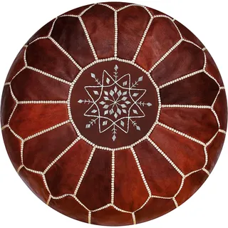 ALMADIH marokkanische Echtleder Sitzkissen Chestnut braun - gefüllt geliefert - Robustes Leder 100% Handarbeit orientalische Ottoman Sitzsack Sitzpouf Bodenkissen Fußhocker Kastanie (Pouf Chestnut)