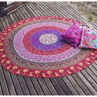 Böhmischer Tapisserie, indischen Mandala Wurf, Hippie Wandbehang, Runde Strandhandtuch, Boho Picknick-Decke, Gypsy Tischdecke, Roundie Yoga-Matte