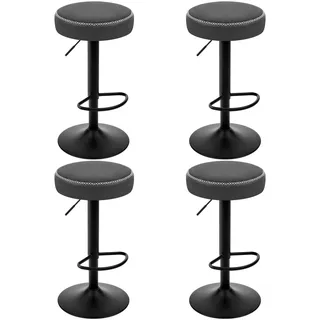 EUGAD Barhocker 4er Set, runder Hocker drehbar höhenverstellbar, Küchenhocker, Thekenstuhl mit Metallgesetll, Tresenhocker Vintage-Kunstleder, für Bar Kücheninsel Bistro, Anthrazit, 1086BY-4