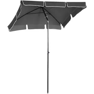 OKWISH Kleiner Balkonschirm aus Aluminium und Stahl, grau, 198x130x245 cm, knickbar, teilbarer Mast, ohne Schirmständer