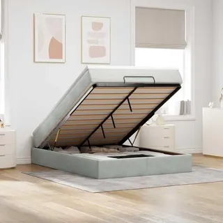 IKAYAA Boxspringbett 140 x 200 cm mit Matratze und Bettkasten Boxspringbett mit Stauraum Polsterbett 100x200 mit stauraum Bett 140 x 200 cm mit Stauraum Hellgrau