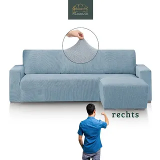 Belmarti Sofahusse 1-teiliger Sofabezug für L-Form mit Ottomane, hergestellt in Spanien, elastisches Material, hochwertiger und langlebiger Baumwollmix blau