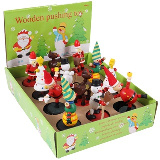 PLANÈTE BOIS 030161PA Pack mit 12 beweglichen Weihnachtsfiguren-FSC-030161PA-12 Stück-Mehrfarbig-Holz-Spielzeug für Kinder-Weihnachten-Zum Sammeln-11 cm x 5 cm-Ab 3 Jahren