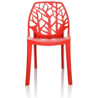 hjh OFFICE Gartenstuhl Outdoor Stuhl ARTIFO TRI Kunststoff ohne Armlehnen, Vierfußstuhl, Esszimmerstuhl, Stuhl stapelbar rot