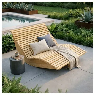 Home Deluxe Wellenholzliege 120 x 120 x 188 cm Braun