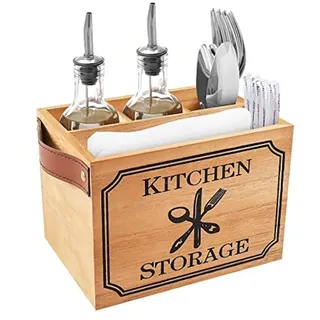 Youyijia Besteckeinsatz Besteckbehälter mit 4 Besteckfächern Besteckkasten Holz für Besteck