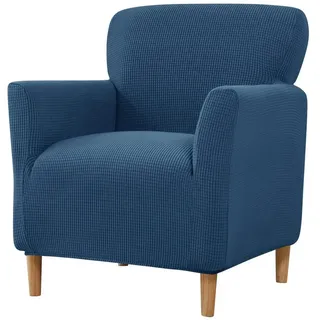 Agger Relaxsesselhusse Sesselhusse Bezug, Sessel Überzug mit Armlehnen – Dehnbarer, Sesselbezug Stretch aus Weichem Strickstoff, Waschbarer Bezug blau