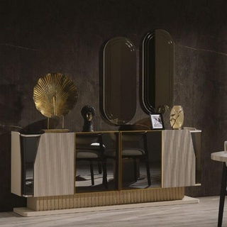JVmoebel Sideboard Esszimmer set 3tlg Sideboard und 2x Spiegel Luxus Möbel Modern (3 St., 1x Sideboard + 2x Spiegel), Made in Europa beige