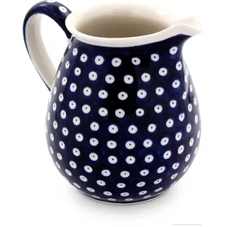 Bunzlauer Keramik 1,45 Liter Keramik Krug Kanne, Karaffe – bauchige Form, klassisches Design, handbemalt, Steinzeug (Dekor 42)