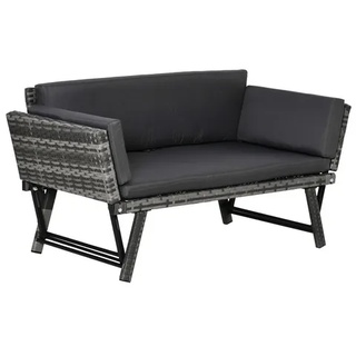 Outsunny Sofa, BxHxL: 63 x 67 x 129 cm, Stahl/PE-Rattan/Polyester - grau