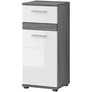 inn.furn Bailey Badkommode 35 x 79 x 31 cm Grau/Weiß Hochglanz