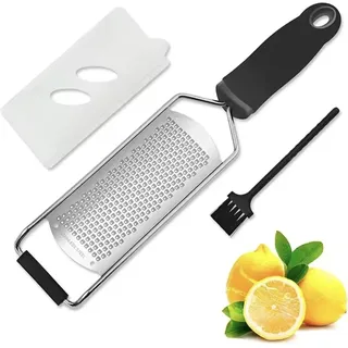 Käsereibe, Handreibe Parmesanreibe Knoblauchreibe Zitronenreibe Ingwerreibe Edelstahl, mit Schutzhülle und Reinigungsbürste