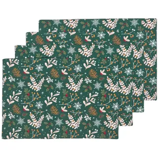 TISCHSET Weihnachtswald 4er-Set, grüne Platzsets Weihnachten 30/45 cm