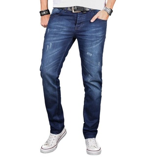 Alessandro Salvarini Straight-Jeans Herren Designer Jeans Slim Fit AS051 blau 32
