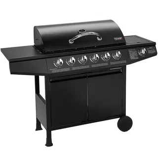 TAINO BASIC BBQ Gasgrill Grillwagen Edelstahl-Brenner + Seitenkocher Grill (BASIC 6+1 Gasgrill)