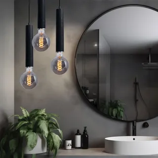 Hängelampe 3 flammig Holz Esstischleuchte Pendelleuchte Wohnzimmer Cluster Pendellampe, schwarz, 3x E27, DxH 35 x 160 cm