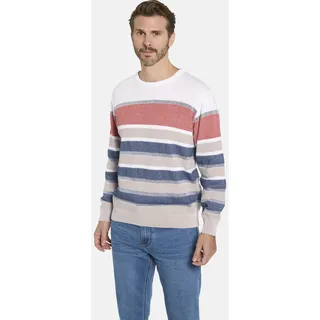 Rundhalspullover BABISTA "Pullover CARIANETTO", Herren, Gr. L, beige (beige gestreift), Obermaterial: 70% Baumwolle CO. 30% Polyacryl PAN., unifarben, normal, Rundhals, Pullover Rundhalspullover, im Colorblocking-Stil