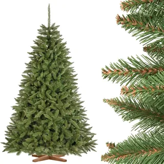FAIRYTREES Weihnachtsbaum künstlich FICHTE Natur, grüner Stamm, Material PVC, inkl. Holzständer, 220cm