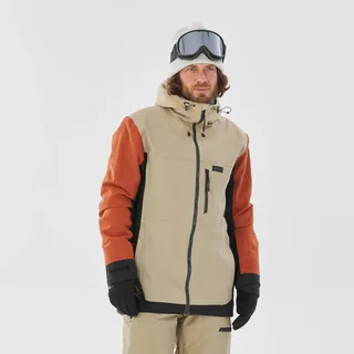 Snowboardjacke Herren - SNB 500 dreifarbig beige, beige|braun|orange|schwarz, 2XL