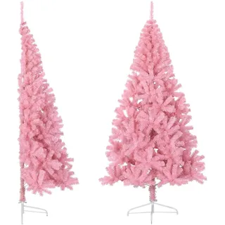 Myheimly Künstlicher Halber Weihnachtsbaum mit Ständer Christbaum Tannenbaum Dekobaum Kunstbaum Weihnachten Dekoration WeihnachtsdekoRosa,210 x 120 cm