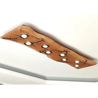 FRIESENLICHT LIKA Design LED Deckenleuchte Deckenlampe Holz Wild Eiche Leuchte Massiv mit Baumkante Lichtenberg Figuren Dimmbar ohne Dimmer (1036)