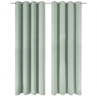 Blumtal Verdunklungsvorhänge 2er Set - Thermovorhang Hitzeschutz - Vorhang Blickdicht mit Ösen - Gardinenschals mit Schlaufen - Lärmschutzvorhang - Gardinen 215x132 cm - Gardinen Blickdicht - Grün